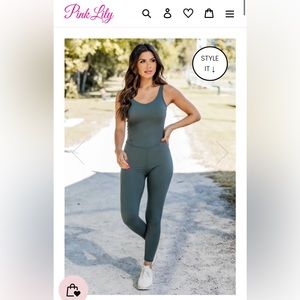 BECOME YOUR BEST OLIVE ACTIVE JUMPSUIT PINK LILY